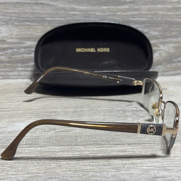 Michael Kors MK340 Eyeglass Frames 52-18-135 Gold Brown Semi Rimless + Case - Picture 3 of 12